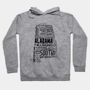 Alabama State Pride Word Cloud - Black Hoodie